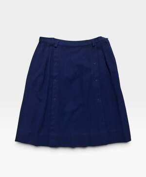 Vintage 1960s Navy Blue Wool A-Line Skirt Mod Embroidered Front, Size 4 Small